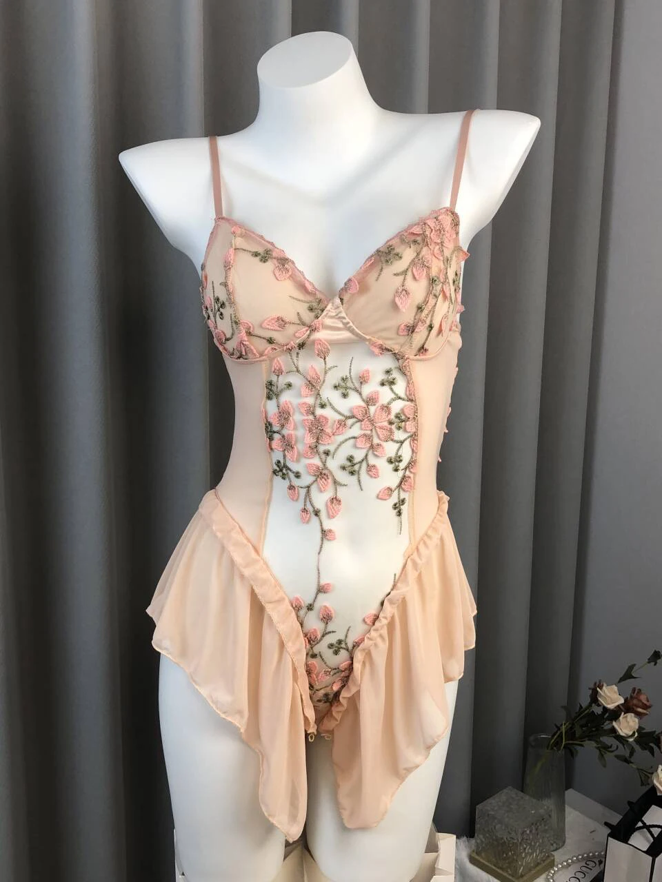Street Sle Sexy Sweet Girl One-Piece Suit Bal Strap Low Waist Floral Print Home Clothes Women's Faion Design Polyester