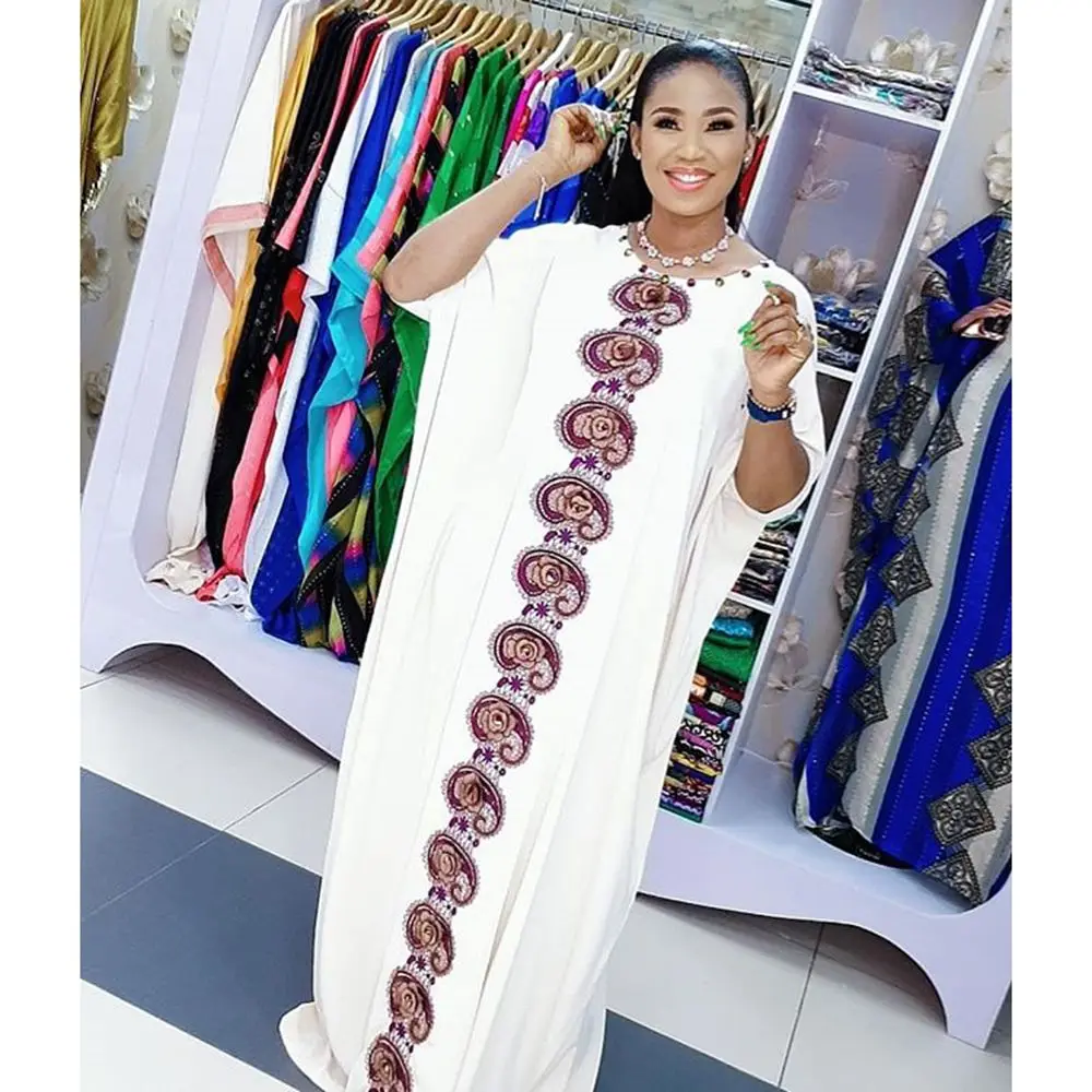 

African Latest Women Dresses O-neck Short Bat Sleeve Summer Polyester Daily Casual Maxi Dress Abaya Stylish Exquisite Print Robe