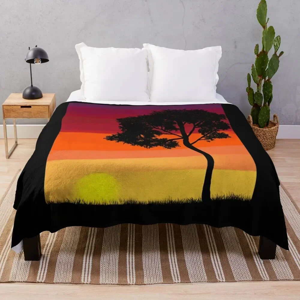 

My Beginner Sunset Digital Painting Throw Blanket Easy Care Comfortable Blanket for Couch