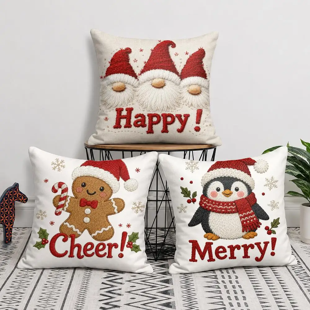 Cozy Christmas Companion Cushion Cover Soft Short Plush Pillow Cover Smooth Cozy Texture Cushion Case Home Decor
