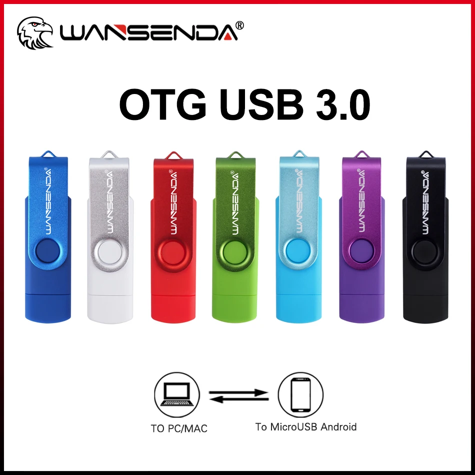 

WANSENDA OTG USB 3.0 Флэш-накопитель Металлический флэш-накопитель 16 ГБ 32 ГБ 64 ГБ 128 ГБ 256 ГБ Флэш-накопитель Высокоскоростной флэш-накопитель USB 3.0