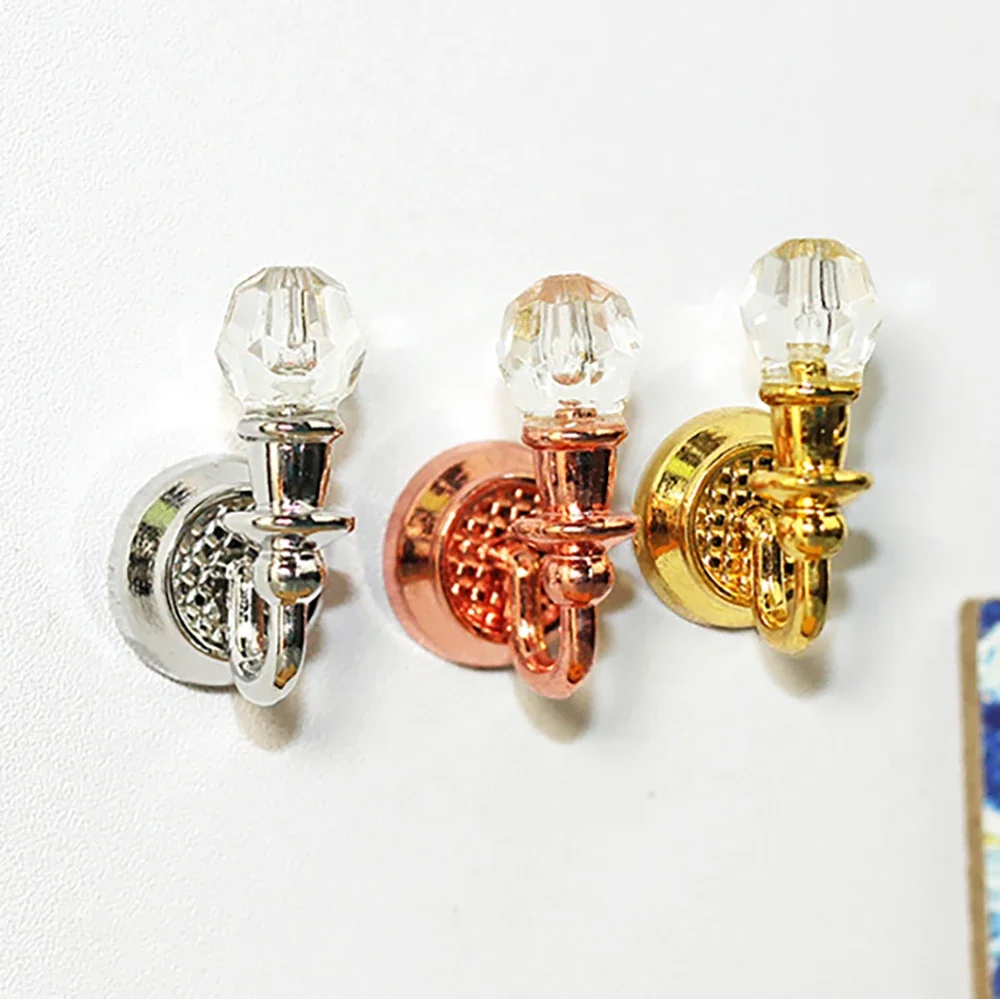 2Pcs 1/12 Dollhouse Miniature Accessories Mini Wall Lamp With Positioning Nails Simulation Light Model Doll House Decoration