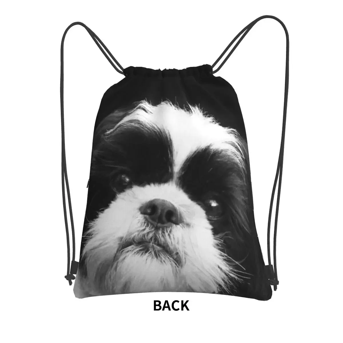 Shih Tzu Dog Portable Backpacks Drawstring Bag Casual Drawstring Bundle Pocket Sundries Bags For School Students