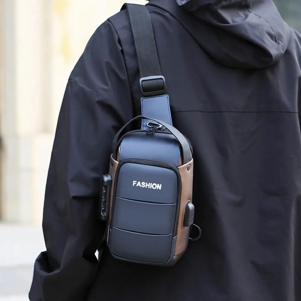 

Противоугонная мужская нагрудная сумка, USB-порт для зарядки, регулируемый ремень, сумка на ремне с паролем, большая вместимость, износостойкая