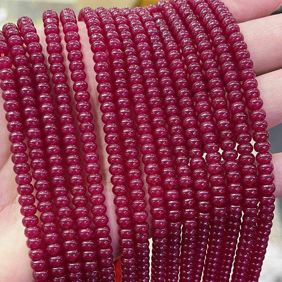 

Optimization Ruby Stone Beads Red Corundum Small Section Loose Spacer For Jewelry Making DIY Necklace Bracelet 15'' 3x4mm 4x6mm