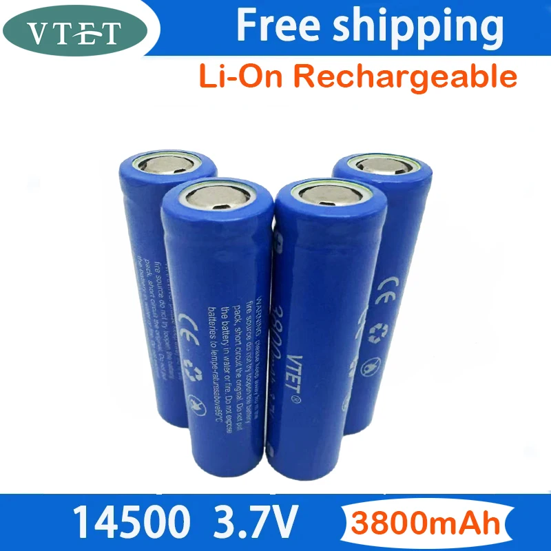 3.7V 14500 nouvelle batterie grande capacité 3800mah batterie Lithium-Ion utilisée pour brosse à dents électrique rasoir barbier batterie Rechargeable