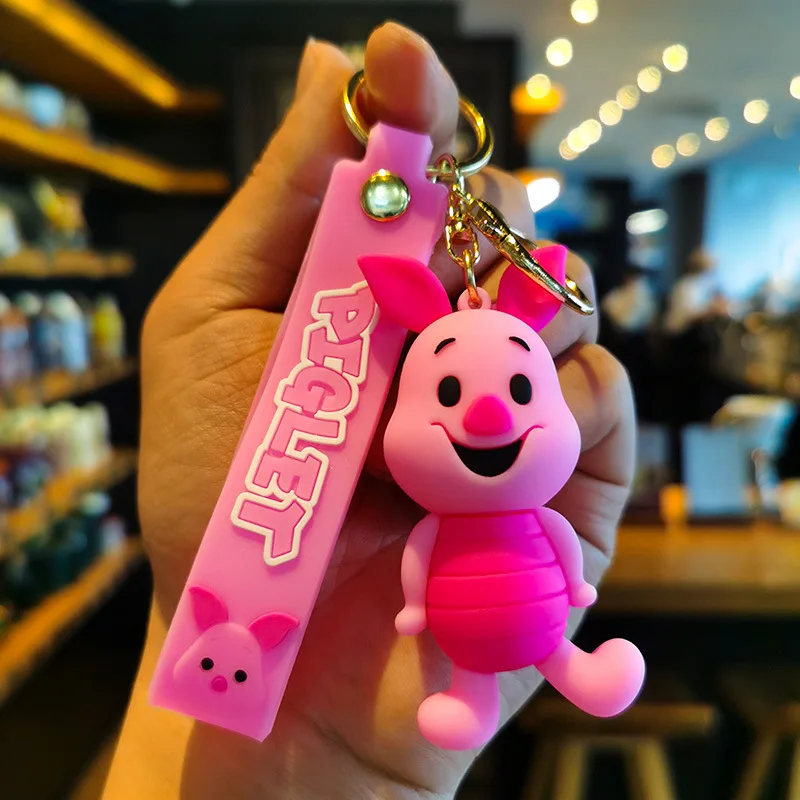 Cute Cartoon Disney Pooh Bear Piglet Eeyore Keychain Car Doll Bag Pendant Keyring Gift for Kids Friends Accessories Wholesale