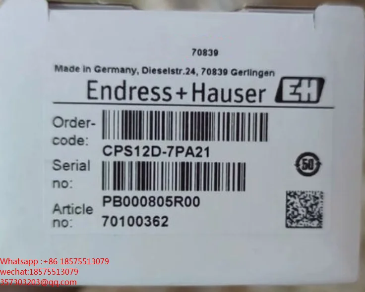 Cho ENDRESS + HAUSER CPS12D-7PA21 CPS11D-7BA2G CPS11D-7AA21 CPS11D-7BA21 Điện Cực Mới Ban Đầu Xác Thực