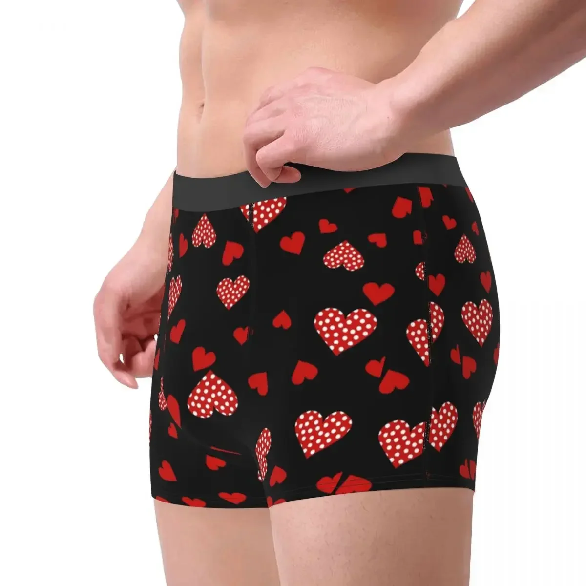 Valentines Red Hearts Men's Underwear Boxer Briefs Shorts Panties Humor Breathable Underpants for Male Plus Size