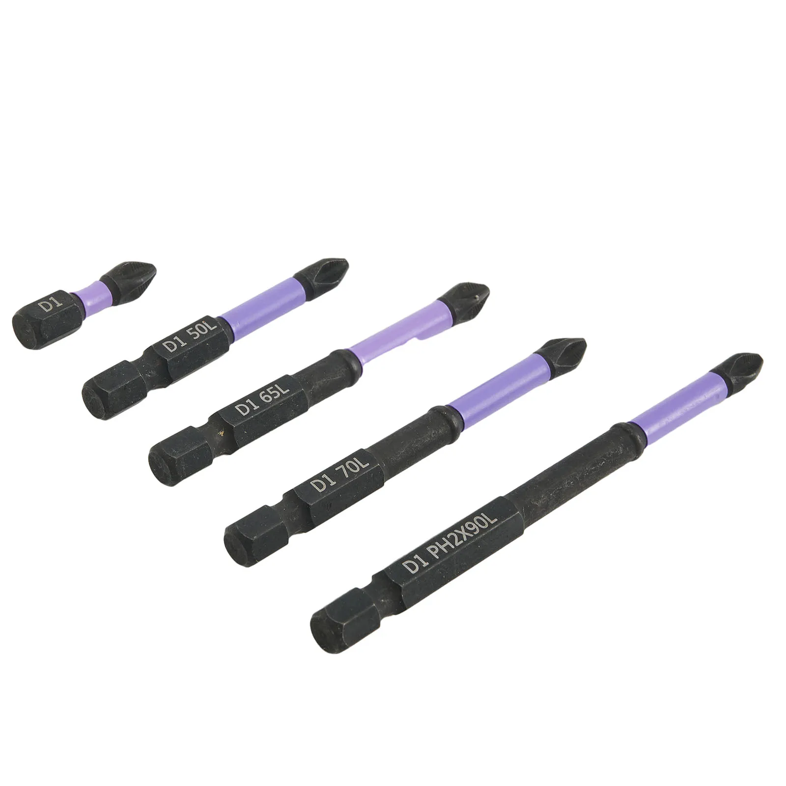 New Practical Batch Head Screwdriver PH2 Replacement Spare Tool 25-90mm 25/50/65/70/90mm 5PCS Alloy Steel Black