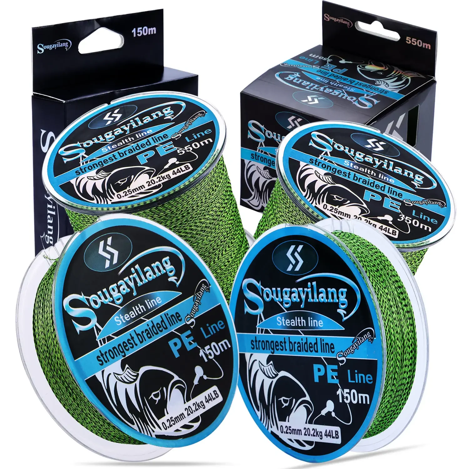 Sougayilang 150M 350 550M 4 Strands  Speckled  Braided Fish Line 20-78LB Smooth Durable Carp Fishing Ice Sea Cord 0.14-0.40mm