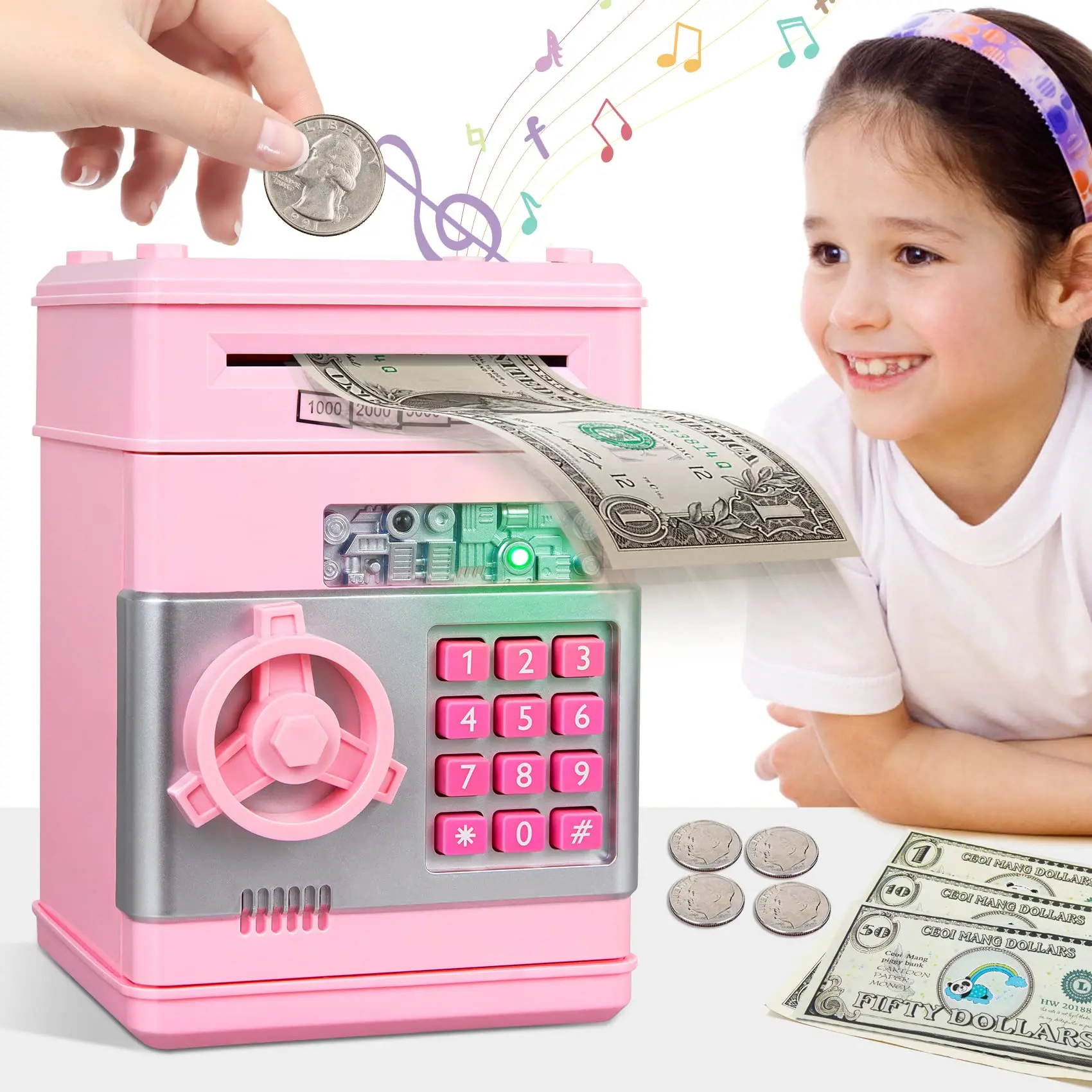 Salvadanaio elettronico salvadanaio salvadanaio per bambini monete digitali risparmio di contanti deposito sicuro Mini bancomat Kid regali di natale