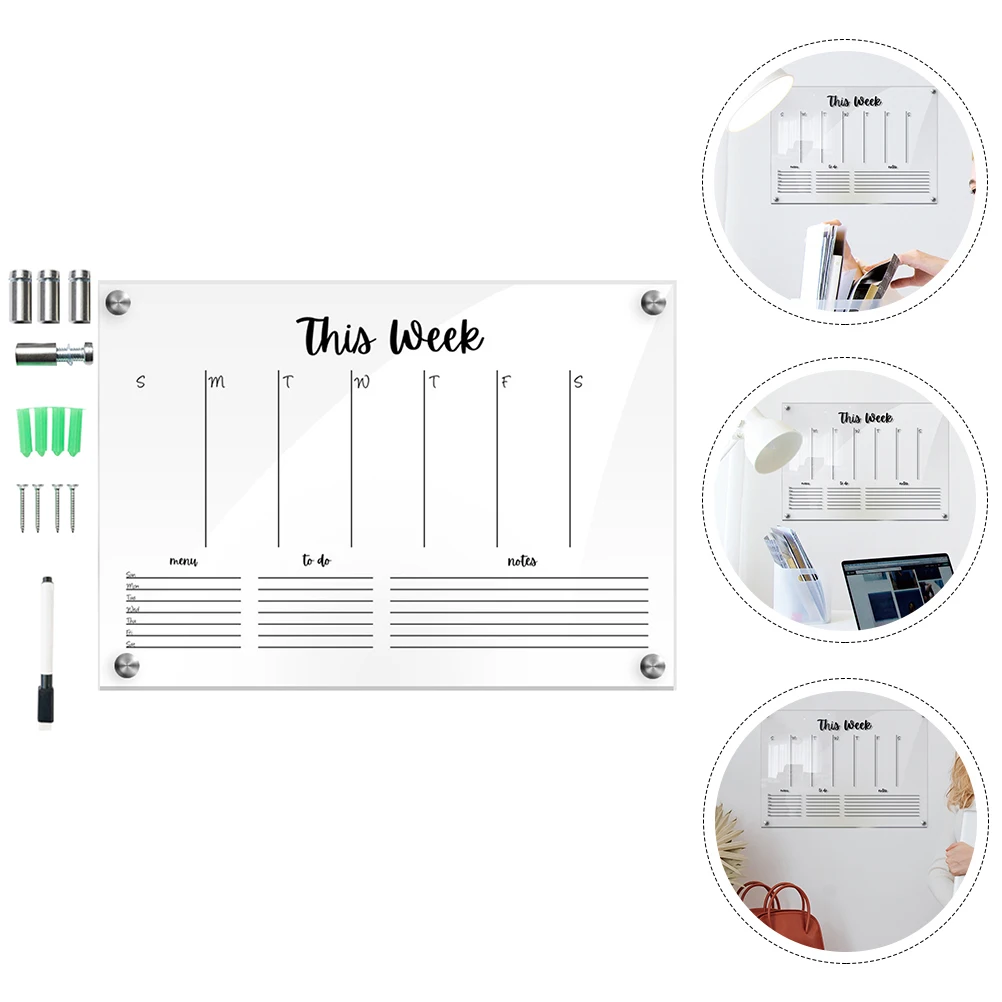 

White Board Calendar Message Note Family Wall Clear Memo Transparent Acrylic Student