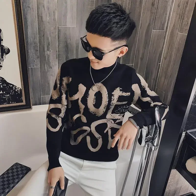 Turtleneck Korean Style Men's Knit Sweater Fleeced High Collar Pullovers Male Warm Knitwear Quality Reviews Clothes Popular Y2k