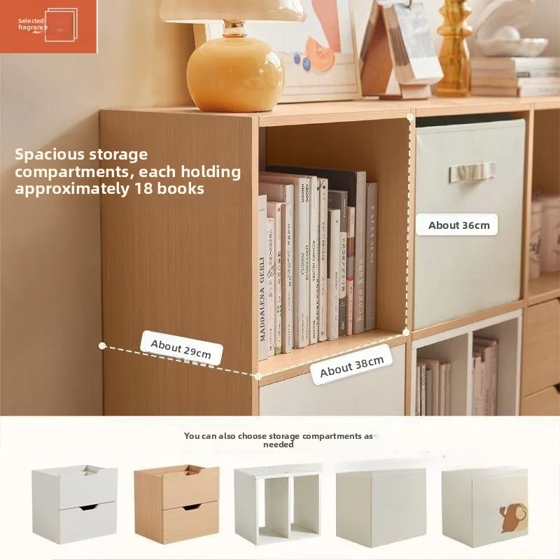 LH Storage Cabinet Dust Shelf Free Combination Lattice Bookshelf Living Room Bookcase