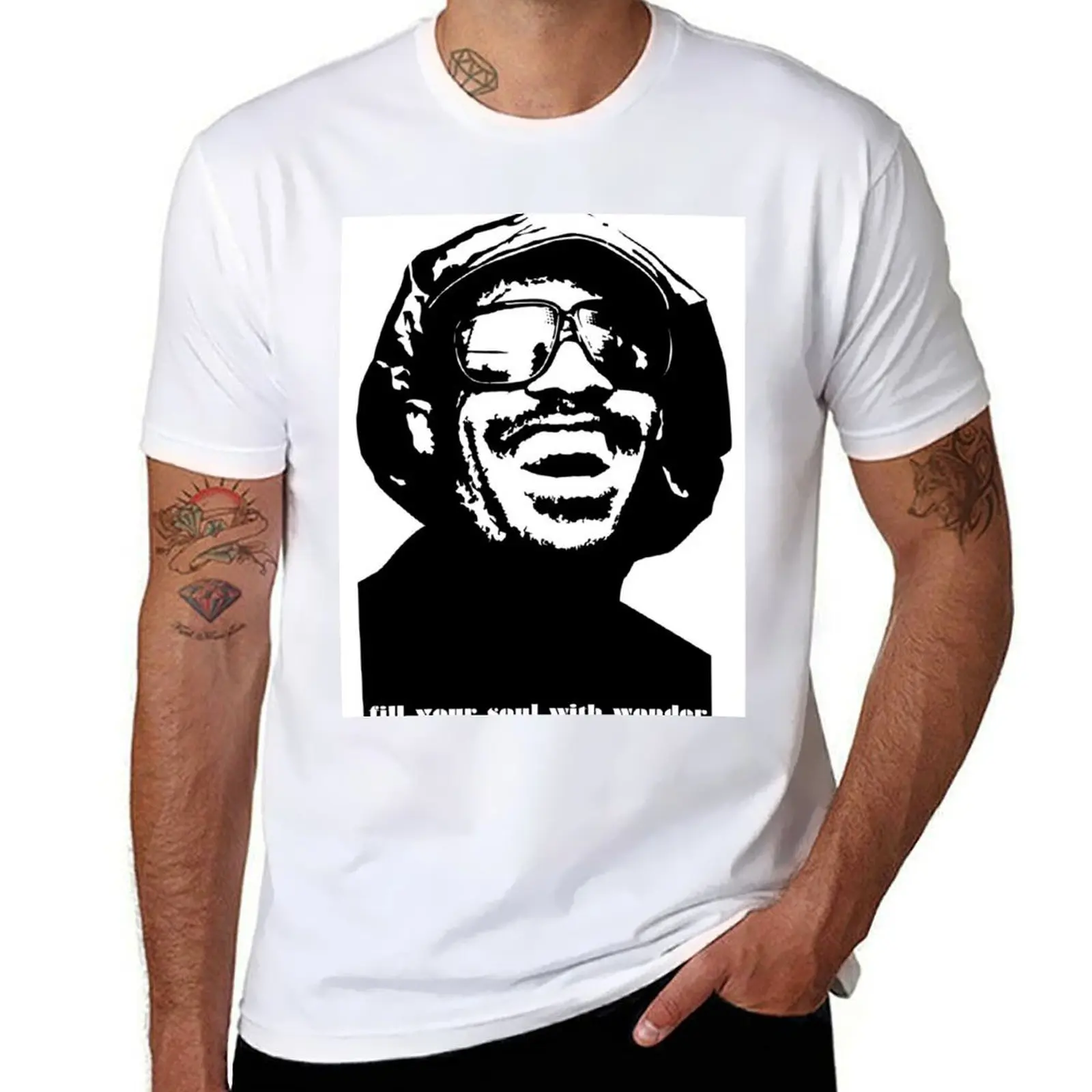 

stevie wonder- fill your soul with wonder T-Shirt t shirt men 100% cotton luxury brand t shirt man cotton T-Shirt