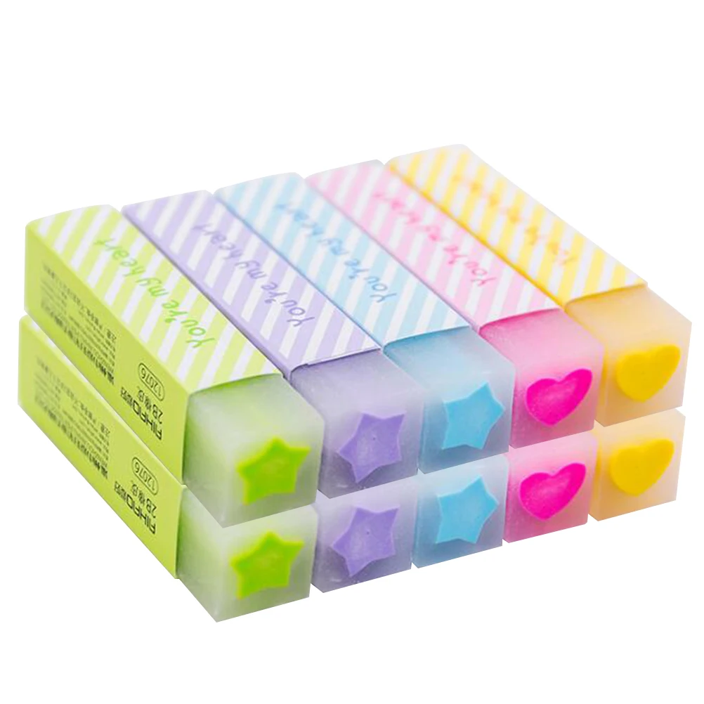 10 pezzi di gomme da cancellare per regali di cancelleria, gomme da cancellare, materiale scolastico per ufficio, strisce di cartoni animati