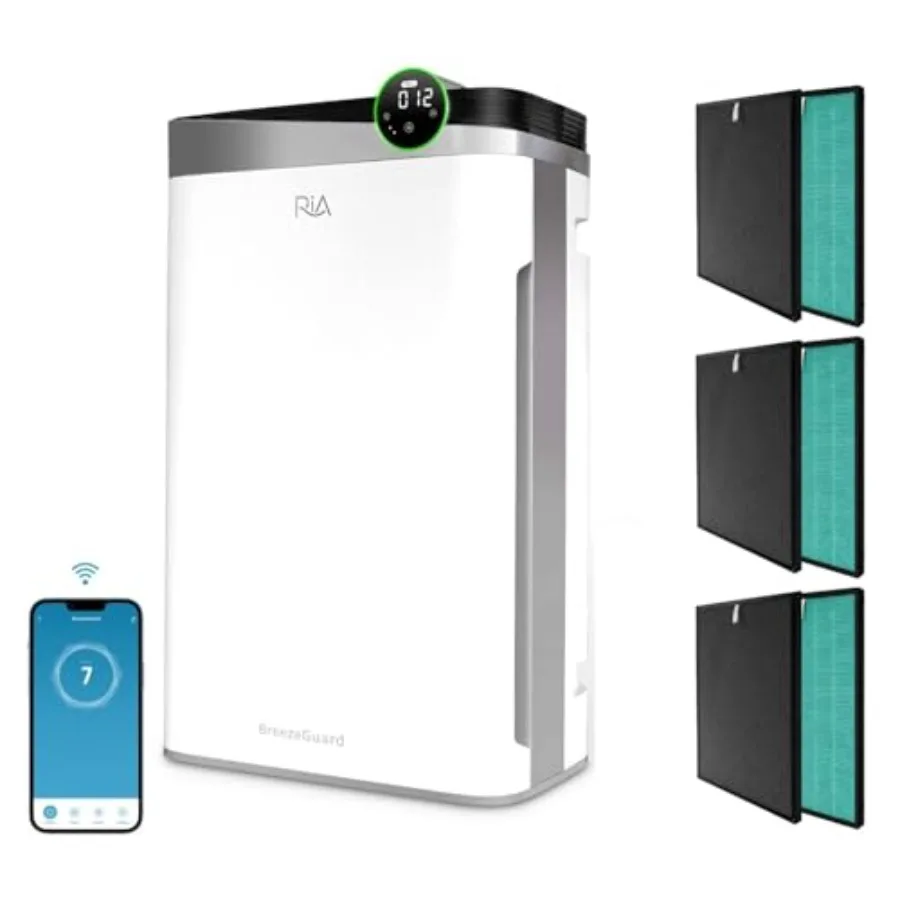 

Home large rooms air purifier with HEPA filter, evaporative humidifier, PM2.5 sensor, app control, smart air cleaner for pets,