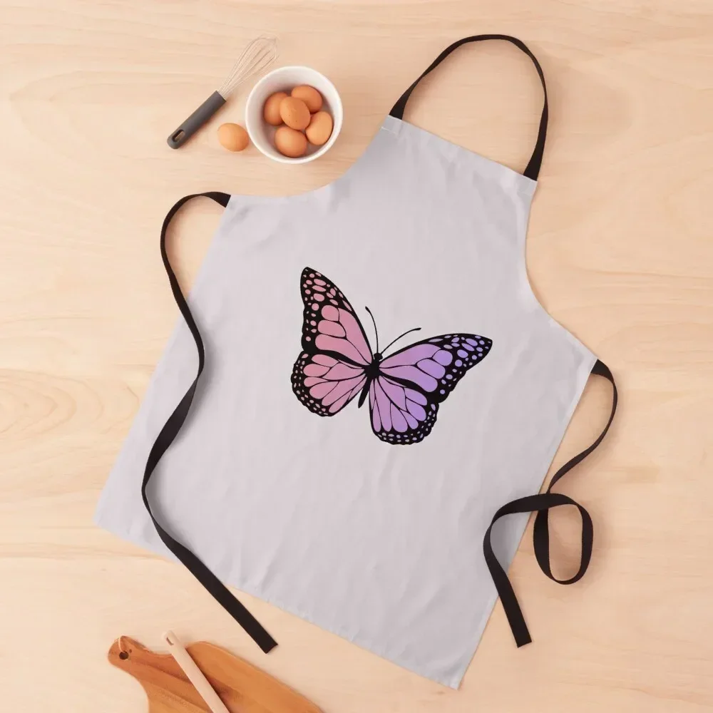 

Pink and Purple gradient butterfly Apron kitchen woman restaurant accessories Home Utensils Smock for hairdressing Apron