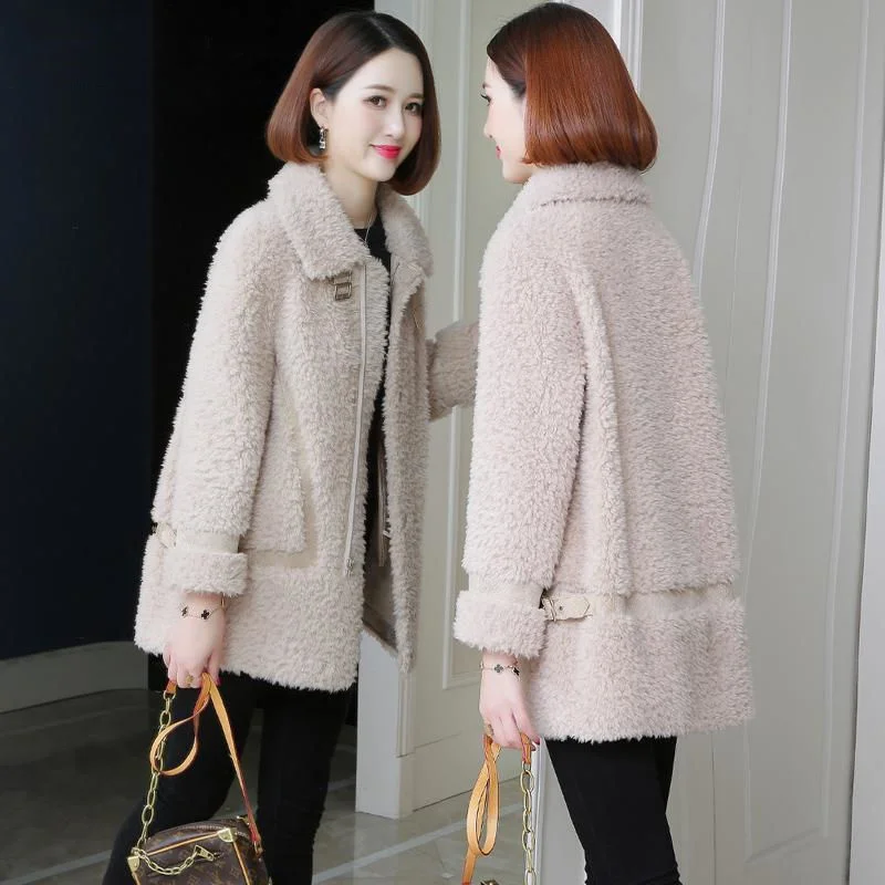 

Women's Fur Coat Imitation Sheep Shearing Nice Pop Imitation Lamb Fur Grass Fur Jacket Womens Tops And Blouses