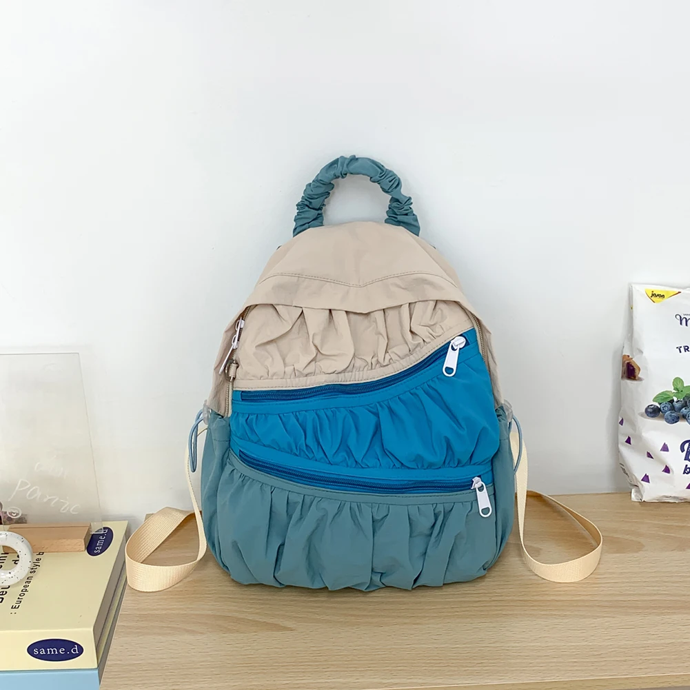 حقيبة ظهر عصرية بألوان متباينة، حقيبة ظهر لطيفة للطلاب، سعة كبيرة، حقيبة سفر مطوية، متعددة الجيوب، حقيبة سفر خارجية #5