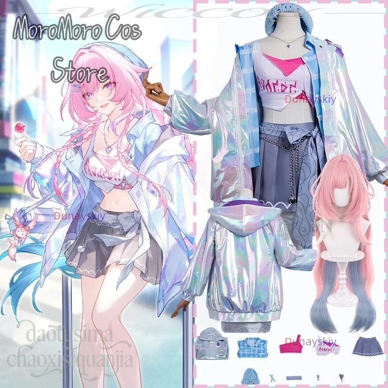 

Cyrene Magazine Anime disfraz Cosplay Game Honkai：Star Rail Laser Jacket Coat Cat Pattern Beret Dress Pink Tank Top Y2K Girls