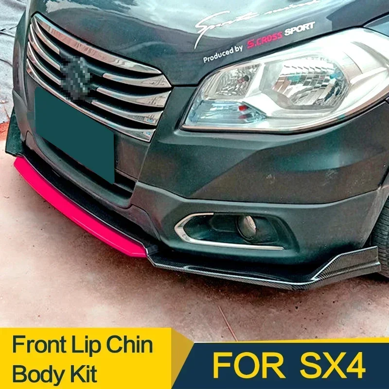 New！ Front Bumper Spoiler Protector Plate Lip Body Kit For SUZUKI SX4 S-cross 2013 - 2015 Carbon Surface Chin Shovel