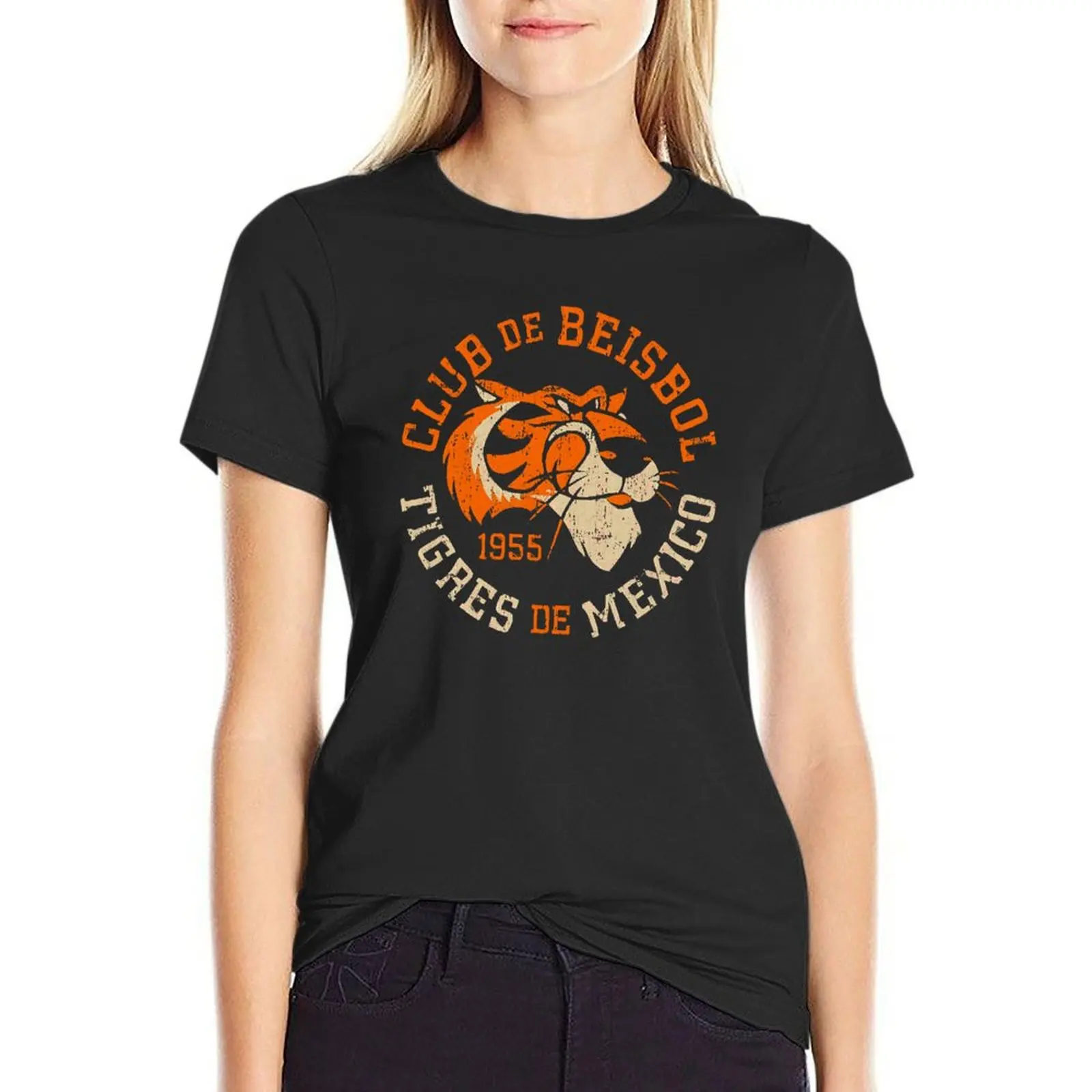 

Tigres de Mexico Mexico City Tigers 1955 Club De Beisbol Logo (Distressed) T-Shirt anime clothes luxury designer clothing Women
