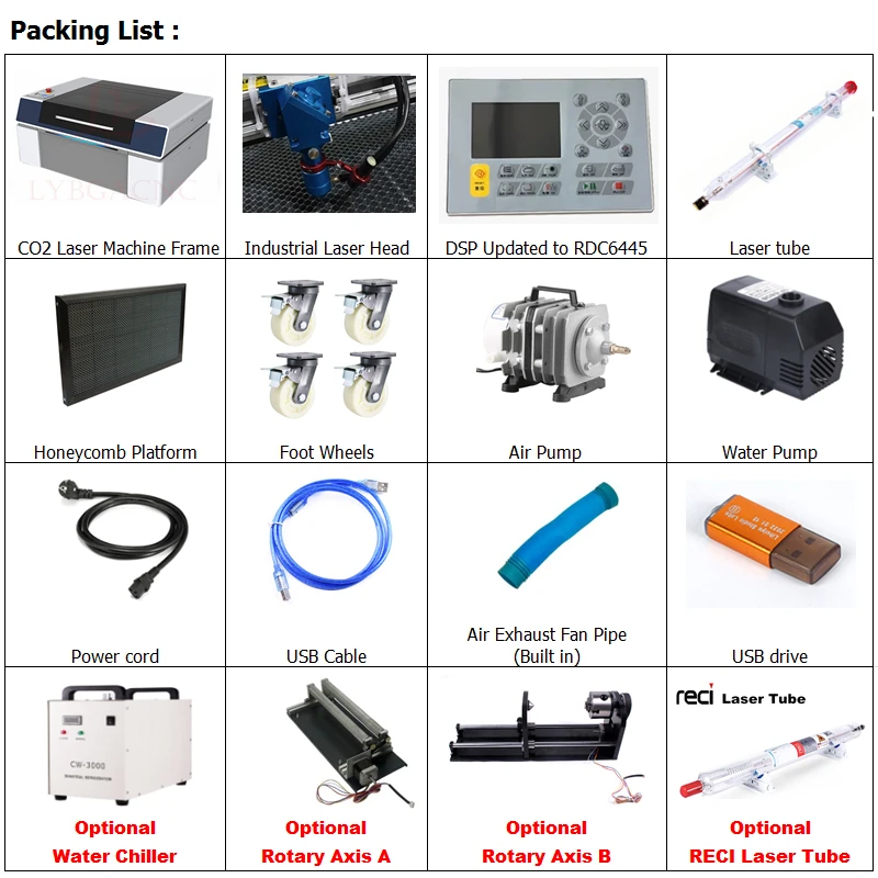 1060 6040 3050 CO2 Laser Engraving Machine 130W 100W 80W 60W 50W RUIDA Offline Working System Wood Cutting Carving Engraver Kit