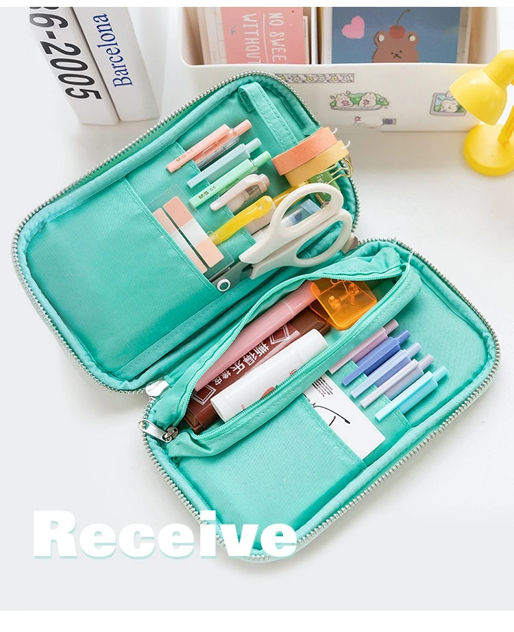Kokuyo Cord-Pfannenetui, flach, offen, mit mehreren Taschen, Stifte, Bleistiftbeutel, Aufbewahrungstasche, Handtasche F7025 – Detail 1