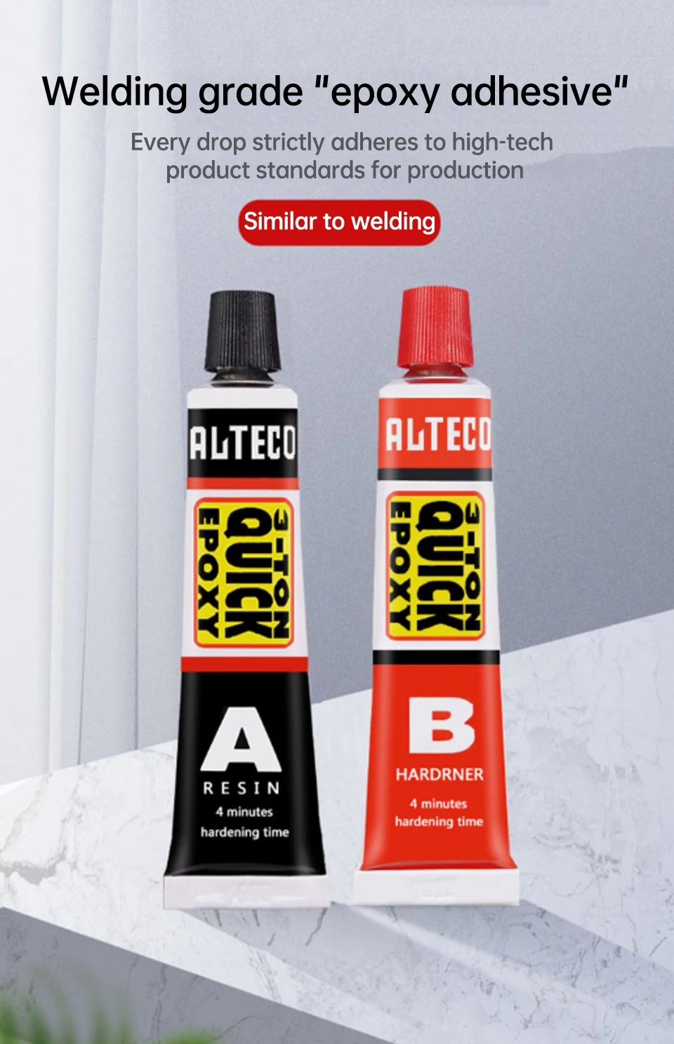 Poderosa Cola De Resina Epóxi, Secagem Rápida, Secagem Lenta, Resistente A Alta Temperatura, AB, Poderoso, 3 Toneladas