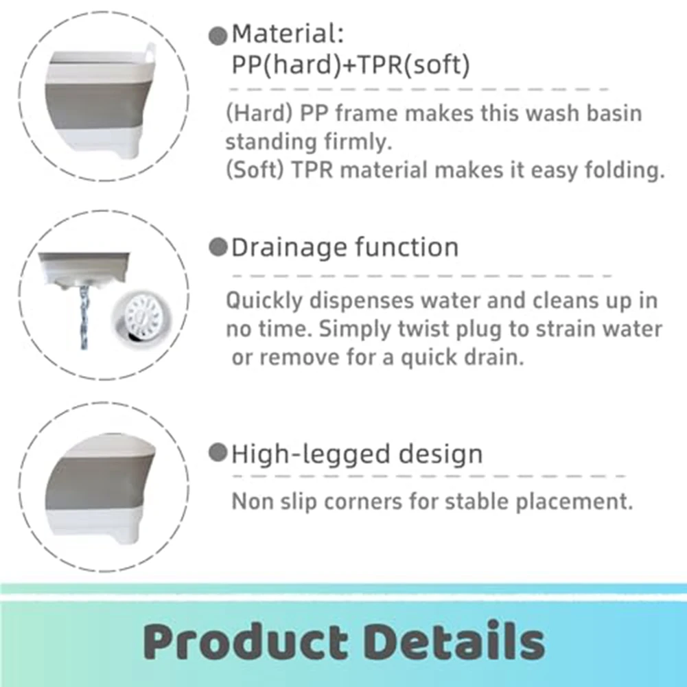 AC23-Foldable Portable Wash Basin Portable Fruit And Vegetable Washing Storage Basket Folding Basin