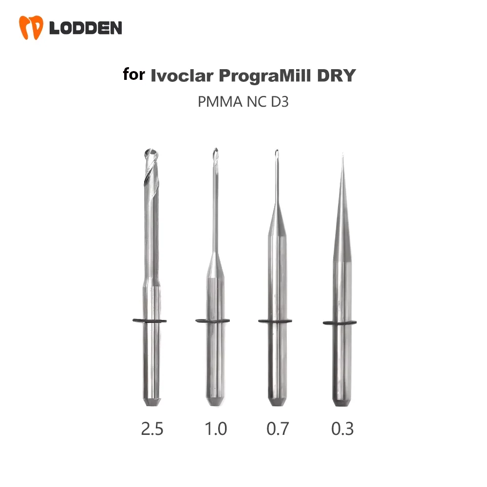 Dental Lab Milling Burs for Ivoclar PrograMill DRY Zirconia PMMA D3 Grinding Drills Diamond DC DCG DLC NC L40mm Dentist Tools