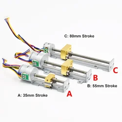 Mini 15mm/20mm 2-Phase 4-Wire Stepper Motor 35mm/ 55mm/ 80mm Stroke Linear Actuator Stepping Engine DIY 3D Laser printer Robot