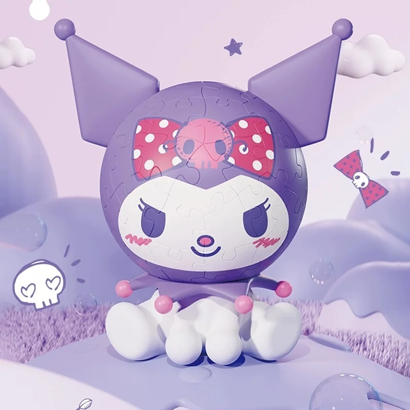 

Новинка, настольное украшение Sanrio Kuromi, сборные игрушки, креативный 3D строительный пазл, 60 штук, игрушки для детей, рождественские подарки