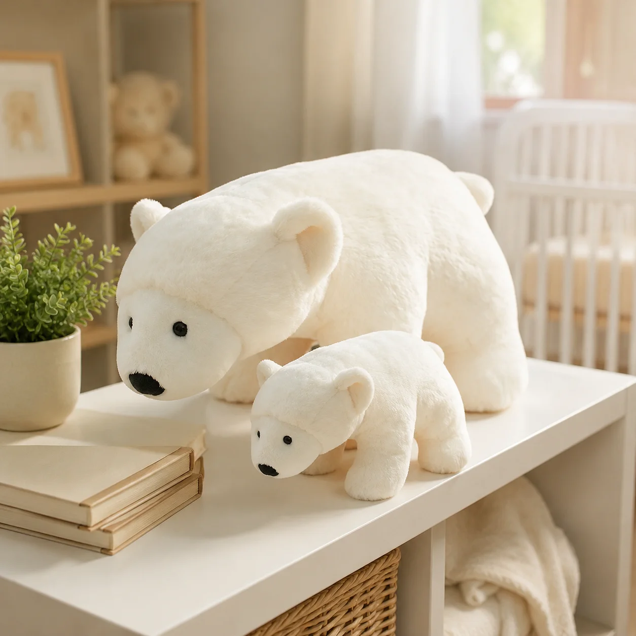 Polar Bear Plush Toy 2 Sizes - 26cm Small & 50cm Large, White Arctic Bear Stuffed Animal, Polyester Fiber Fill, Cuddly for Kids