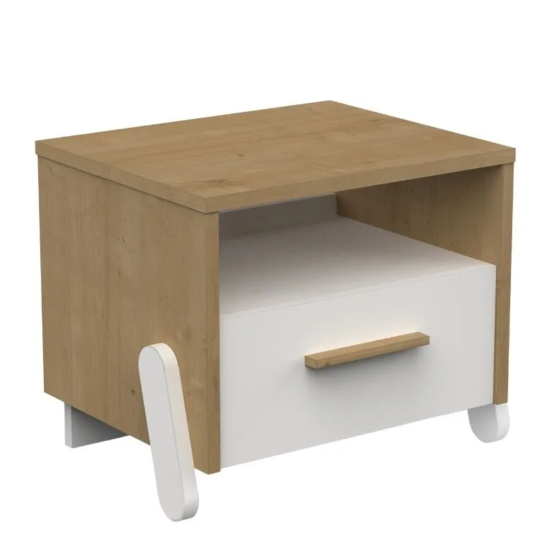 Miroytengo sleepless bedside table 1 drawer bedroom Oak Hamilton and matte white 39X34 Cm