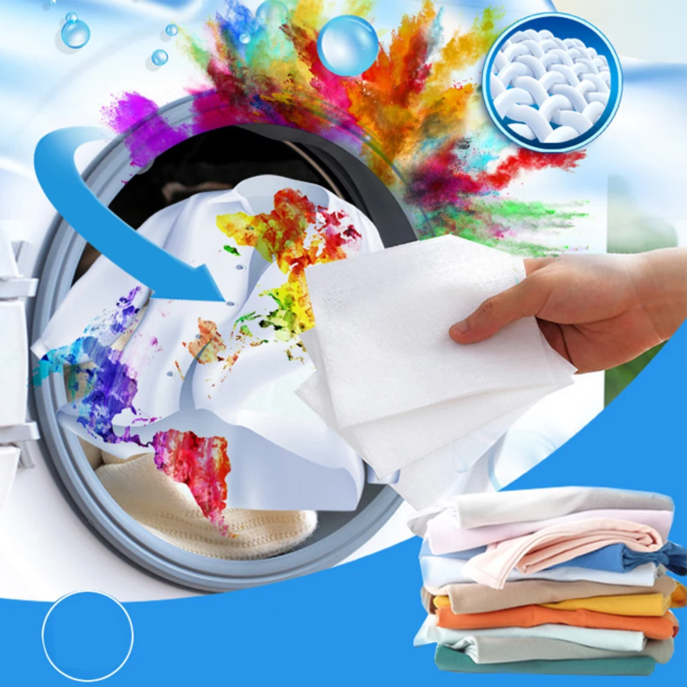 Folha de Coleção de Cores, Tingimento, Papel Absorção de Cor, Máquina de Lavar Rapidamente Absorvente, Color Run Remove, 50 Pcs