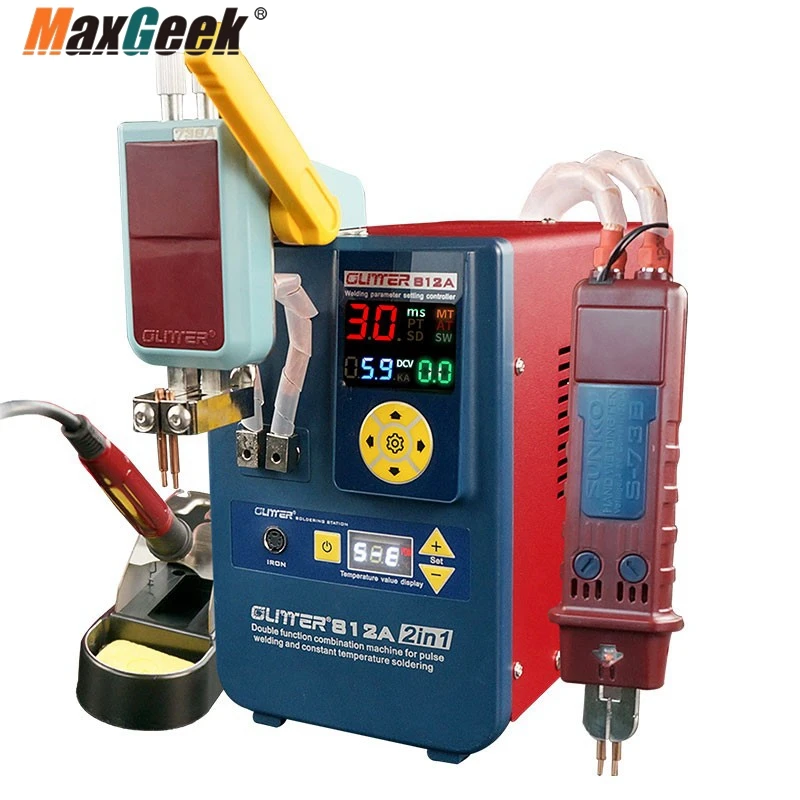 

Maxgeek 812A Energy Storage Pulse Multifunctional Handheld Automatic Spot Welder with 73B Welding Pen for 18650 Battery Group