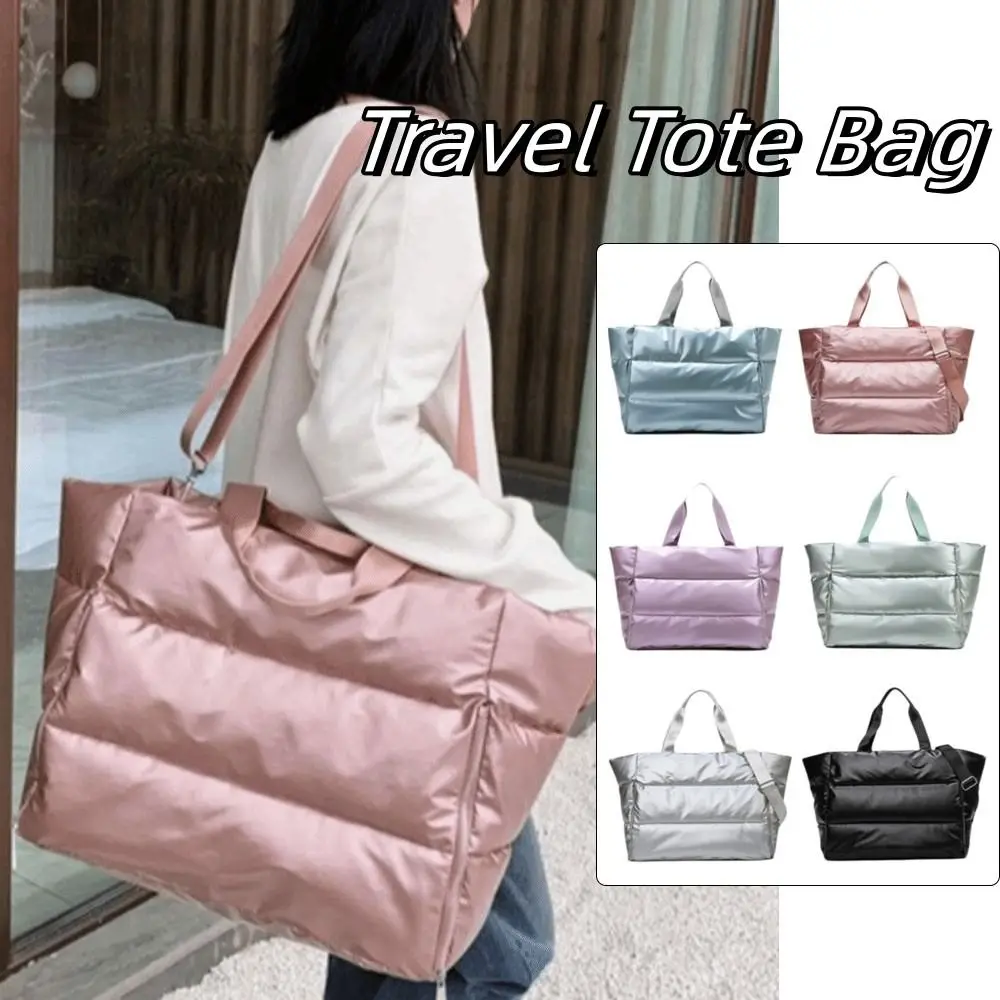 

Lightweight Solid Color Travel Tote Bag Large Capacity Nylon Gym Sports Bag Foldable With Handle Yoga Mat Bag Swimming