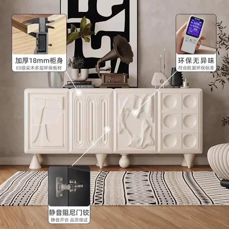 Italian light luxury door cabinet high sense French solid wood carving flower art cabinet