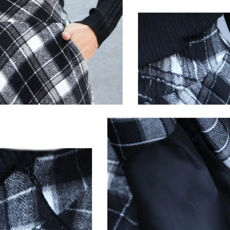 ロングプリーツスカート,ペットファッション,グリーン,レッド,タータンウール,チェック,ブレンド,Aライン,ヴィンテージ,秋