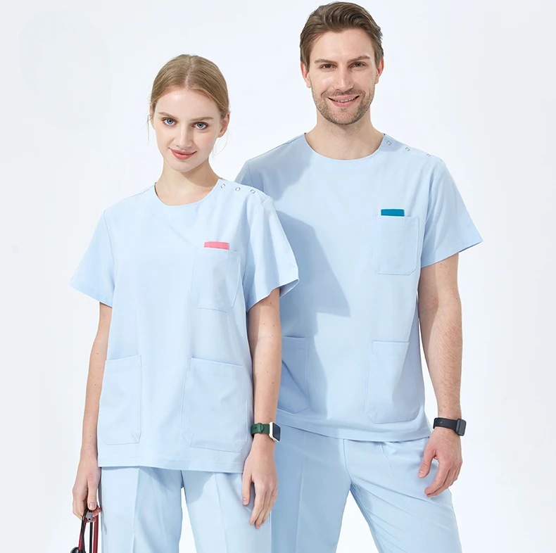 

Customizable LOGO Sport Medical Scrub Set Performance Stretch and Comfortable - Top and Pant Doctor Nurse Outfit Scrubs Uniform