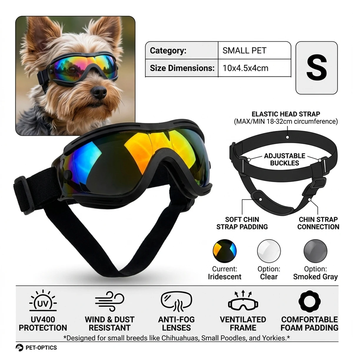 Pet Adjustable Dog Goggles Sunglasses Anti-UVSun Glasses Eye Wear Protection Black Widely-Used Dog Sunglasses Pet Dog Supplies