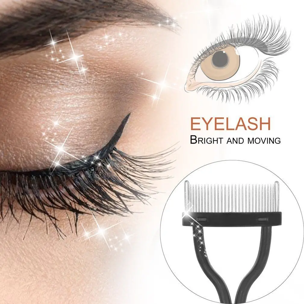 

Steel Needle Eyelash Comb 1PC Ergonomic Curved Metal Teeth Makeup Tool for Lashes Mascara Eyebrow Grooming Brush
