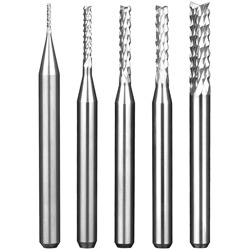 HUHAO 10PCS 3.175mm Corn Teeth End Mill CNC Router Bits PCB Milling Cutters for Circuit Board Engraving Tools