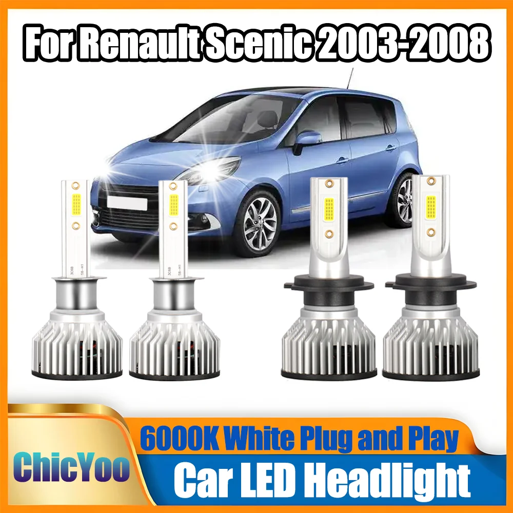 

High Low Beam H7 H1 Car LED Headlight Bulb Canbus No error 6000K White Turbo HeadLamp Plug and Play For Renault Scenic 2003-2008