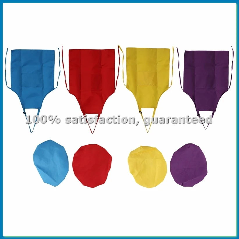 

Набор из 8 предметов: детский фартук и шапка повара, регулируемые, с 2 карманами, кухонный фартук-ABWY