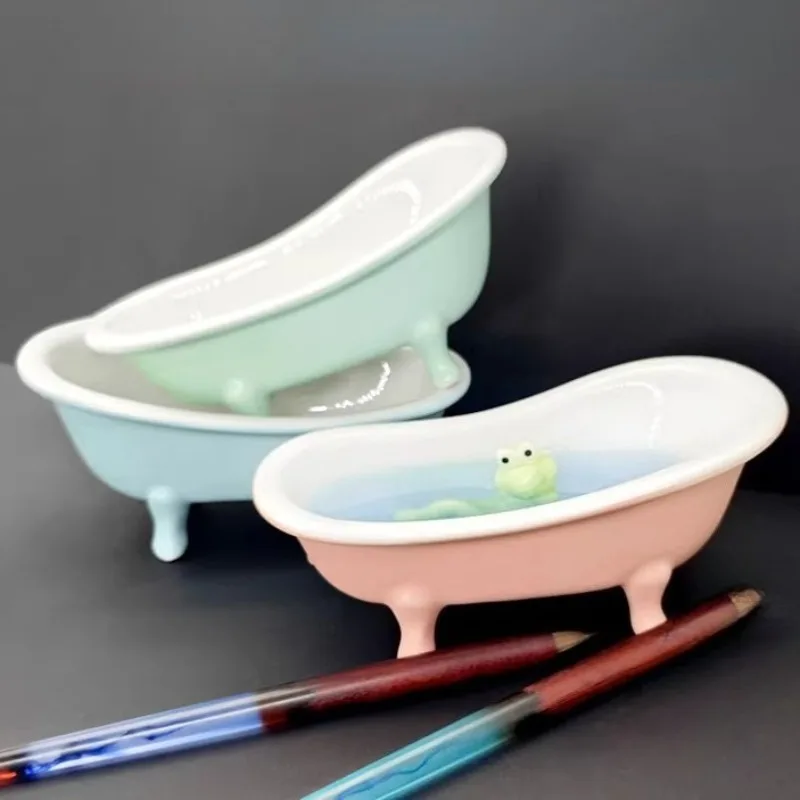 Creative Ceramics Small Bathtub Pen Washing Bucket Art Students Painting Special Watercolor/acrylic/gouache Paint Brush Washer