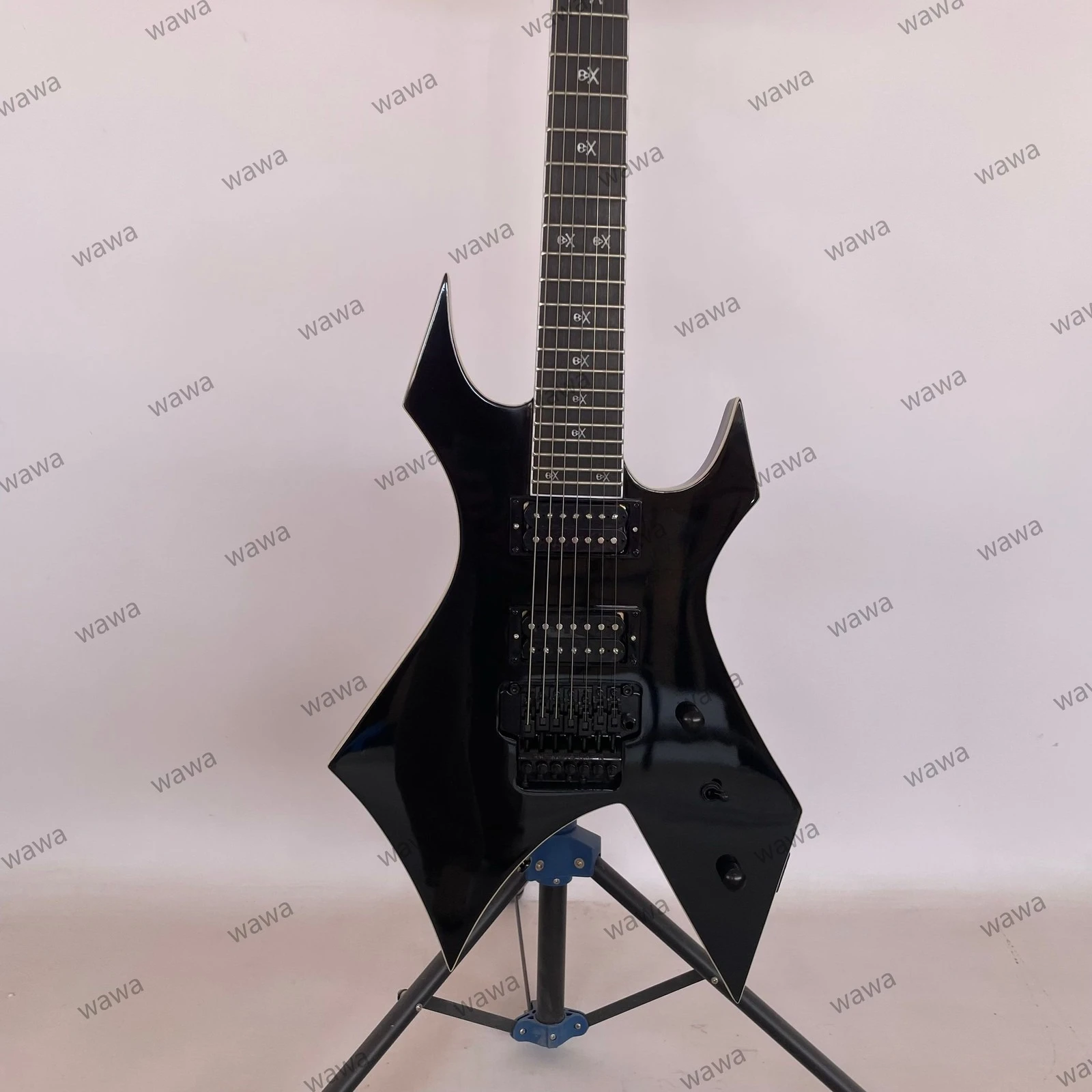 2026 7 Strings Guitar Stainless Rounded Fret Edge 24 Frets Solid Body Black Guitar